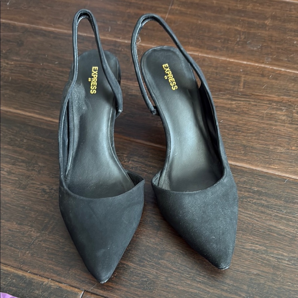 Express Women's Black Slingback Heels